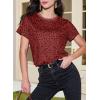 imageEVALESS Womens Casual Polka Dot Tops Crewneck Short Sleeve T Shirts Fashion Outfits 2026 Spring Summer ShirtsE Ruby