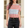 imageEVALESS Womens Casual Polka Dot Tops Crewneck Short Sleeve T Shirts Fashion Outfits 2026 Spring Summer ShirtsG White