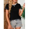 imageEVALESS Womens Casual Polka Dot Tops Crewneck Short Sleeve T Shirts Fashion Outfits 2026 Spring Summer ShirtsH Black