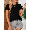 imageEVALESS Womens Casual Polka Dot Tops Crewneck Short Sleeve T Shirts Fashion Outfits 2026 Spring Summer ShirtsJ Black