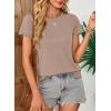 imageEVALESS Womens Casual Polka Dot Tops Crewneck Short Sleeve T Shirts Fashion Outfits 2026 Spring Summer ShirtsJ Khaki