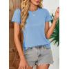 imageEVALESS Womens Casual Polka Dot Tops Crewneck Short Sleeve T Shirts Fashion Outfits 2026 Spring Summer ShirtsJ Sky Blue