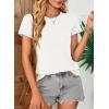 imageEVALESS Womens Casual Polka Dot Tops Crewneck Short Sleeve T Shirts Fashion Outfits 2026 Spring Summer ShirtsJ1 White