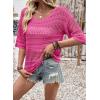 imageEVALESS Womens Spring Summer Tops 2026 Fashion Trendy Casual Half Sleeve Crochet Hollow Out Sweaters Beach Vacation ClothesBright Pink