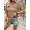 imageEVALESS Womens Spring Summer Tops 2026 Fashion Trendy Casual Half Sleeve Crochet Hollow Out Sweaters Beach Vacation ClothesCamel