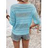 imageEVALESS Womens Spring Summer Tops 2026 Fashion Trendy Casual Half Sleeve Crochet Hollow Out Sweaters Beach Vacation ClothesTurquoise