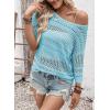imageEVALESS Womens Spring Summer Tops 2026 Fashion Trendy Casual Half Sleeve Crochet Hollow Out Sweaters Beach Vacation ClothesTurquoise