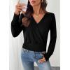 imageEVALESS Womens Tops Spring Cross Wrap V Neck Blouses Dressy Casual Long Sleeve Shirts Trendy 2026Black