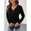 imageEVALESS Womens Tops Spring Cross Wrap V Neck Blouses Dressy Casual Long Sleeve Shirts Trendy 2026Black