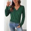 imageEVALESS Womens Tops Spring Cross Wrap V Neck Blouses Dressy Casual Long Sleeve Shirts Trendy 2026Blackish Green