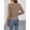 imageEVALESS Womens Tops Spring Cross Wrap V Neck Blouses Dressy Casual Long Sleeve Shirts Trendy 2026Dark Khaki