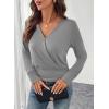 imageEVALESS Womens Tops Spring Cross Wrap V Neck Blouses Dressy Casual Long Sleeve Shirts Trendy 2026Gray