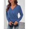 imageEVALESS Womens Tops Spring Cross Wrap V Neck Blouses Dressy Casual Long Sleeve Shirts Trendy 2026Sail Blue