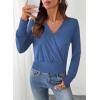 imageEVALESS Womens Tops Spring Cross Wrap V Neck Blouses Dressy Casual Long Sleeve Shirts Trendy 2026Sail Blue