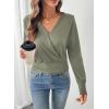 imageEVALESS Womens Tops Spring Cross Wrap V Neck Blouses Dressy Casual Long Sleeve Shirts Trendy 2026Seagrass