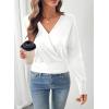 imageEVALESS Womens Tops Spring Cross Wrap V Neck Blouses Dressy Casual Long Sleeve Shirts Trendy 2026White