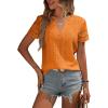 imageEVALESS Summer Tops for Women V Neck Short Sleeve Lace Eyelet Tops Dressy Casual Blouses 2026 TrendyOrange