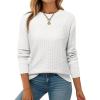imageEVALESS Sweaters for Women Trendy 2025 Crewneck Long Sleeve Lightweight Knit Pullover Tops Fall Fashion OutfitsWhite
