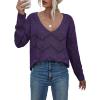 imageEVALESS Womens Crochet Sweater Top Hollow Out Long Sleeve Pullover Tops Fall Outfits Fashion 2025Kyoho Grape