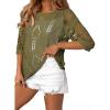imageEVALESS Womens Spring Summer Short Sleeve Sweater Casual Crochet Hollow Out Knit Tops Work Business Pullover Shirts for Women Trendy Vacation Outfits Cruise Wear for Women 2026 Green Sweater Small