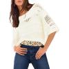 imageEVALESS Womens Spring Summer Tops 2026 Fashion Trendy Casual Half Sleeve Crochet Hollow Out Sweaters Beach Vacation ClothesWhite