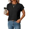 imageEVALESS Womens Summer Tops Crewneck Cap Sleeve Dressy Casual Business Textured Solid Loose Basic T Shirts Tee BlousesBlack