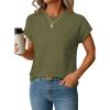 imageEVALESS Womens Summer Tops Crewneck Cap Sleeve Dressy Casual Business Textured Solid Loose Basic T Shirts Tee BlousesJungle Green