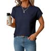 imageEVALESS Womens Summer Tops Crewneck Cap Sleeve Dressy Casual Business Textured Solid Loose Basic T Shirts Tee BlousesNavy Blue