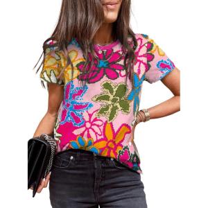 imageEVALESS Womens Casual Polka Dot Tops Crewneck Short Sleeve T Shirts Fashion Outfits 2026 Spring Summer ShirtsE Multicolour