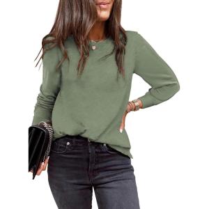 imageEVALESS Womens Crewneck Long Sleeve Tops Casual Polka Dots Tops Summer Fall 2025 Tshirts ShirtsG Green