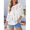 imageEVALESS Womens Spring Summer Short Sleeve Sweaters Crochet Hollow Out Knit Tops Work Business Pullover Shirts Swim Cover Up for Women Holiday Outfits for Women Fashion 2026 White Sweaters XLarge