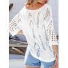 imageEVALESS Womens Spring Summer Short Sleeve Sweaters Crochet Hollow Out Knit Tops Work Business Pullover Shirts Swim Cover Up for Women Holiday Outfits for Women Fashion 2026 White Sweaters XLarge