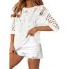 imageEVALESS Womens Spring Summer Short Sleeve Sweaters Crochet Hollow Out Knit Tops Work Business Pullover Shirts Swim Cover Up for Women Holiday Outfits for Women Fashion 2026 White Sweaters XLarge