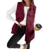 imageEVALESS Womens Warm Sherpa Fleece Sleeveless Button Down Long Vest Sherpa Jackets Coat OuterwearBurgundy