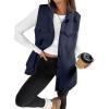 imageEVALESS Womens Warm Sherpa Fleece Sleeveless Button Down Long Vest Sherpa Jackets Coat OuterwearNavy Blue