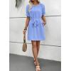 imageEVALESS Womens Spring Summer Dresses 2026 Casual Off The Shoulder Ruffle Short Sleeve Fashion Beach Vacation Clothes DressesBeau Blue