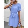 imageEVALESS Womens Spring Summer Dresses 2026 Casual Off The Shoulder Ruffle Short Sleeve Fashion Beach Vacation Clothes DressesBeau Blue