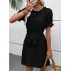 imageEVALESS Womens Spring Summer Dresses 2026 Casual Off The Shoulder Ruffle Short Sleeve Fashion Beach Vacation Clothes DressesBlack