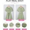 imageEVALESS Womens Spring Summer Dresses 2026 Casual Off The Shoulder Ruffle Short Sleeve Fashion Beach Vacation Clothes DressesLight Creen