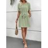imageEVALESS Womens Spring Summer Dresses 2026 Casual Off The Shoulder Ruffle Short Sleeve Fashion Beach Vacation Clothes DressesLight Creen