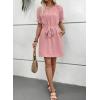imageEVALESS Womens Spring Summer Dresses 2026 Casual Off The Shoulder Ruffle Short Sleeve Fashion Beach Vacation Clothes DressesLight Pink