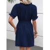 imageEVALESS Womens Spring Summer Dresses 2026 Casual Off The Shoulder Ruffle Short Sleeve Fashion Beach Vacation Clothes DressesNavy Blue