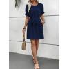 imageEVALESS Womens Spring Summer Dresses 2026 Casual Off The Shoulder Ruffle Short Sleeve Fashion Beach Vacation Clothes DressesNavy Blue