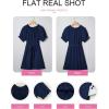 imageEVALESS Womens Spring Summer Dresses 2026 Casual Off The Shoulder Ruffle Short Sleeve Fashion Beach Vacation Clothes DressesNavy Blue