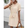 imageEVALESS Womens Spring Summer Dresses 2026 Casual Off The Shoulder Ruffle Short Sleeve Fashion Beach Vacation Clothes DressesOatmeal