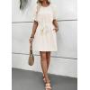 imageEVALESS Womens Spring Summer Dresses 2026 Casual Off The Shoulder Ruffle Short Sleeve Fashion Beach Vacation Clothes DressesWhite