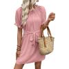 imageEVALESS Womens Spring Summer Dresses 2026 Casual Off The Shoulder Ruffle Short Sleeve Fashion Beach Vacation Clothes DressesLight Pink