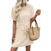 imageEVALESS Womens Spring Summer Dresses 2026 Casual Off The Shoulder Ruffle Short Sleeve Fashion Beach Vacation Clothes DressesOatmeal