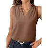 imageEVALESS Womens Lace Patchwork Tank Tops V Neck Casual Camisoles Sleeveless Business Work Blouses Dressy Summer ShirtsPale Khaki