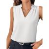 imageEVALESS Womens Lace Patchwork Tank Tops V Neck Casual Camisoles Sleeveless Business Work Blouses Dressy Summer ShirtsWhite